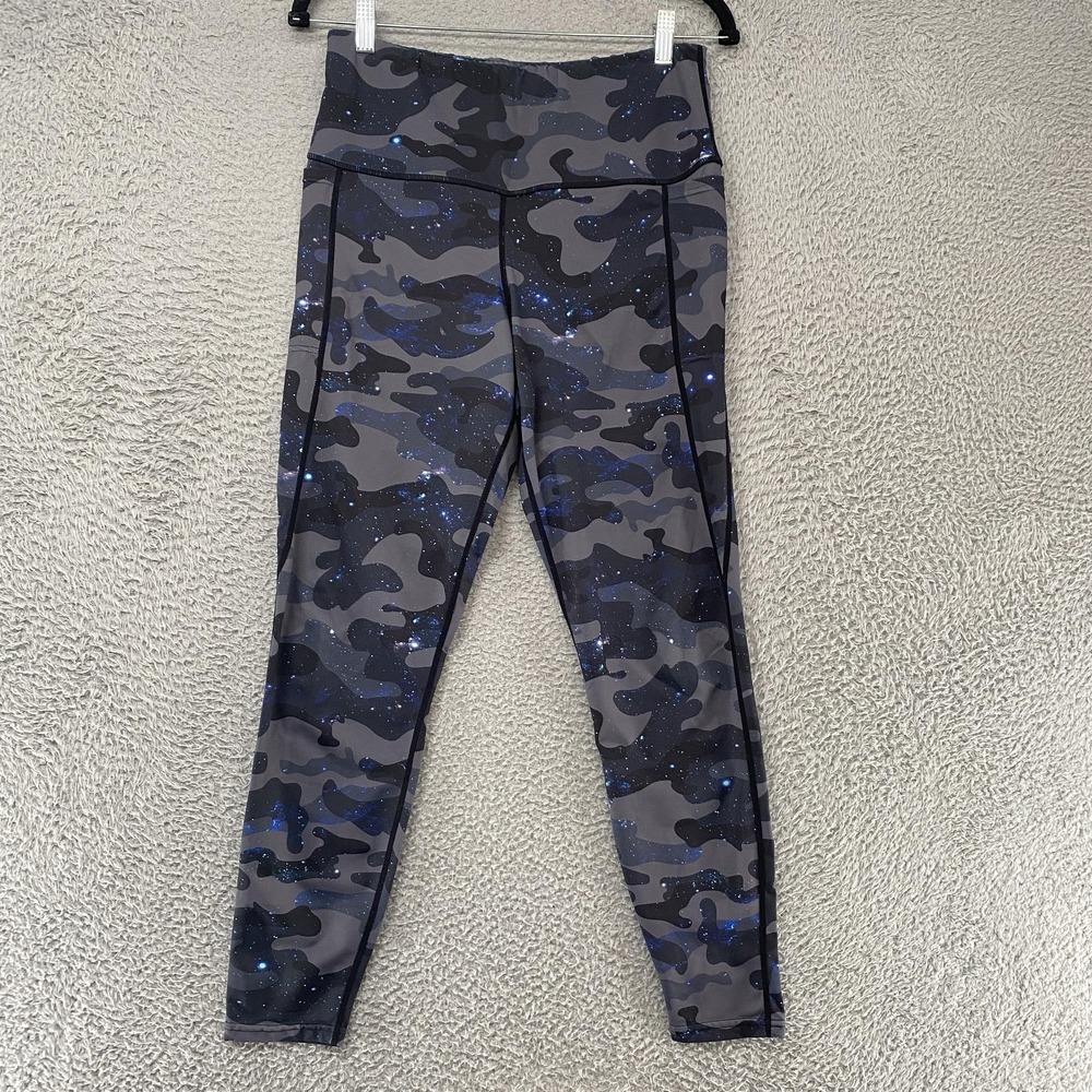 BlackMilk Leggings Womens Large Gray Camo Galaxy High Rise Ankle Pockets Yoga